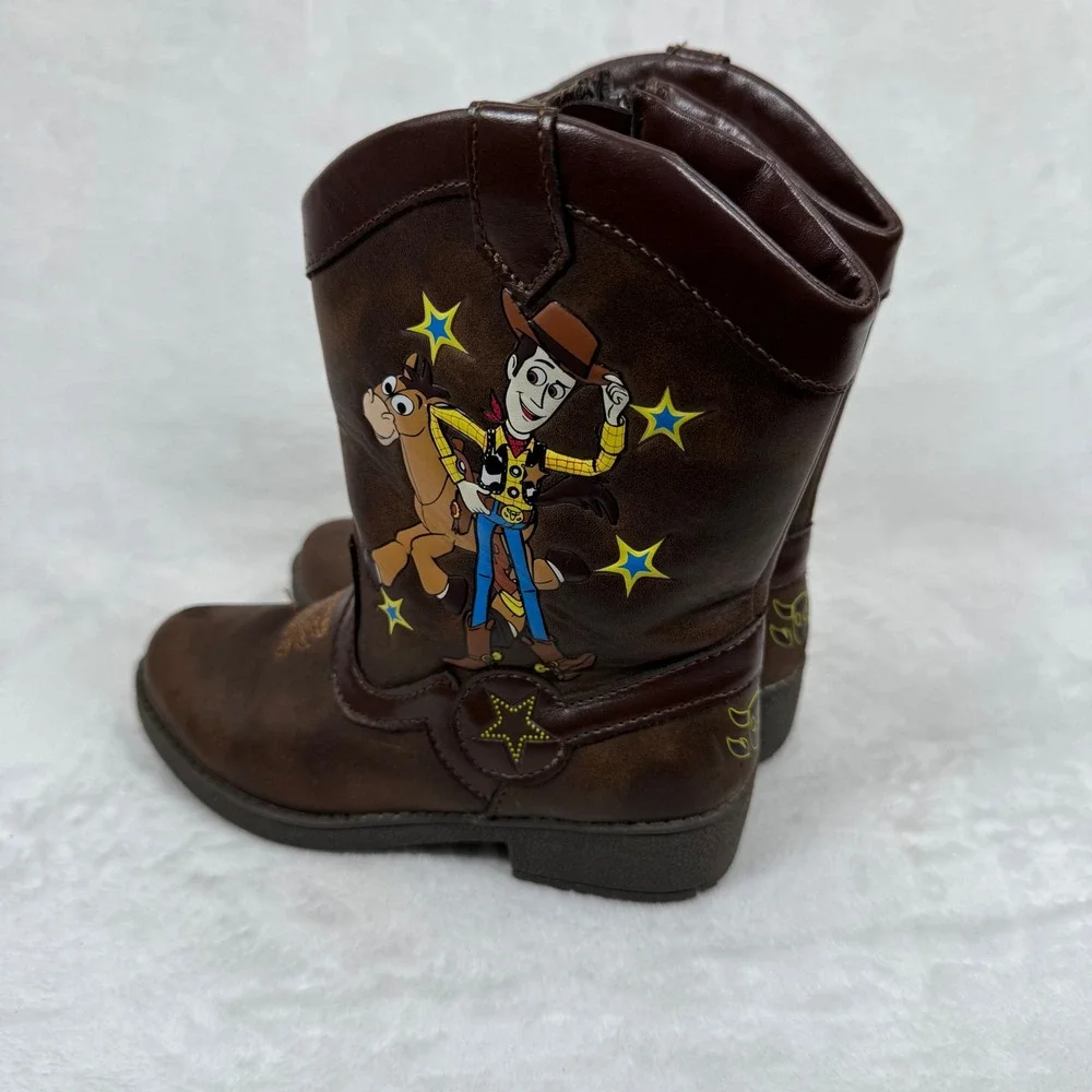 Disney Toy Story Woody Bullseye Kids Cowboy Boots Side‎ Zip Western Shoes 11
